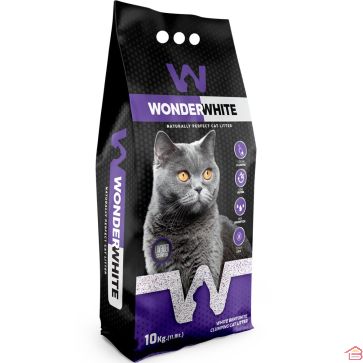 LITIÈRE BLANCHE WONDER WHITE 10 KG POUR CHAT PARFUM LAVANDE