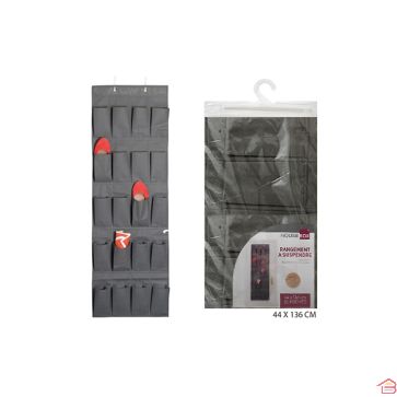 RANGEMENT SUSPENDU GRIS 20 POCHES 