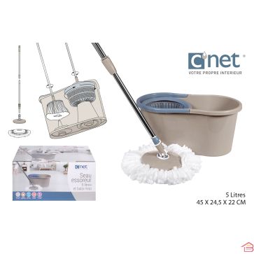 SEAU ESSOREUR + MOP MICROFIBRE