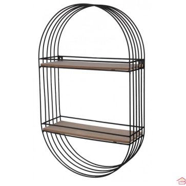 ETAGERE EN METAL ET BOIS OVALE 2 NIVEAUX 30.5x10.5x50,5 CM