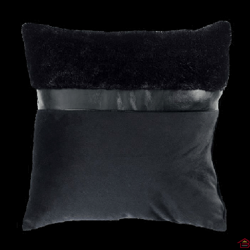 COUSSIN 40X40 CM VELOURS+EMPIECEMENT ANOUK NOIR