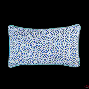 COUSSIN PASSEPOIL 30X50 CM COTON IMPRIME TUNIS INDIGO