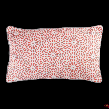 COUSSIN PASSEPOIL 30X50 CM COTON IMPRIME TUNIS CORAIL