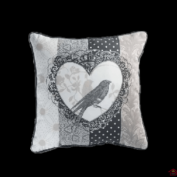 COUSSIN PASSEPOIL 40X40 CM COTON IMPRIME LOVE BIRDS