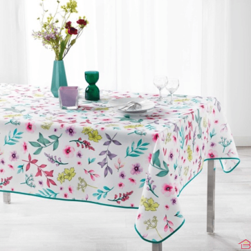 NAPPE RECTANGLE 150 X 240 CM POLYESTER IMPRIME FRESHLY BLANC