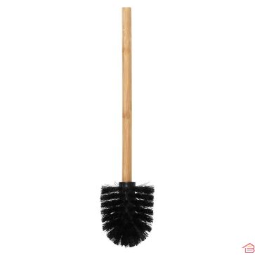BROSSE WC NOIRE AVEC MANCHE EN BAMBOU
