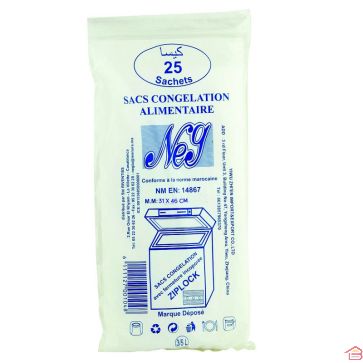 25 SACS DE CONGÉLATION NEG 31X46 CM AVEC ZIP