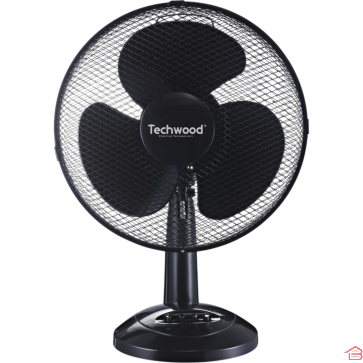 VENTILATEUR DE TABLE DIAMÈTRE 30 CENTIMÈTRES 40 WATTS NOIR AVEC ORIENTATION RÉGLABLE TECHWOOD