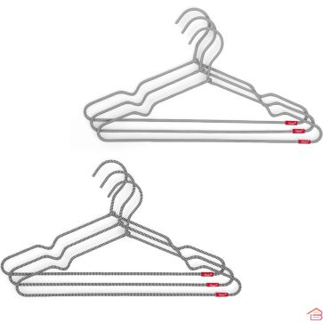 ENSEMBLE DE 6 CINTRES ANTIDÉRAPANTS EN NYLON RAYEN POUR VÊTEMENTS GRIS