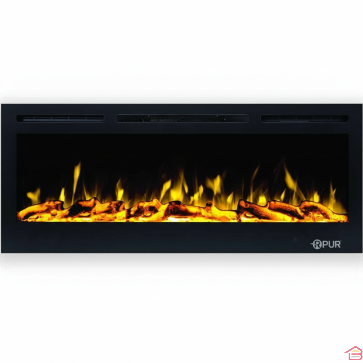 CHEMINÉE ÉLECTRIQUE ENCASTRABLE ET MURALE 128 CM EN VERRE TREMPÉ AVEC FLAMMES RÉALISTES ET TÉLÉCOMMANDE 1400W