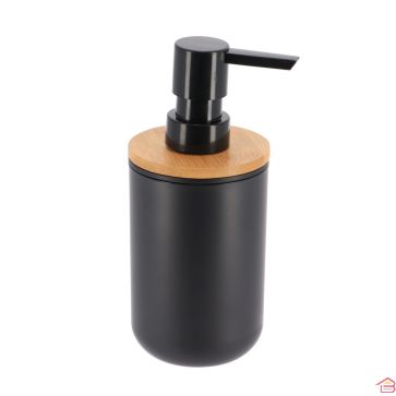 DISTRIBUTEUR À SAVON NOIR EN PLASTIQUE ET BAMBOU 300 ML