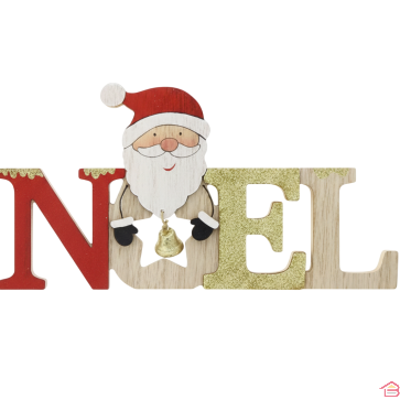 SUJETS DE NOËL À POSER PÈRE NOËL OU BONHOMME DE NEIGE 31 X 16,5 X 2,2 CM EN BOIS