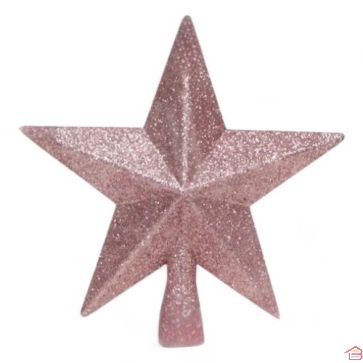 CIMIER ÉTOILE PAILLETÉE ROSE 20 CM