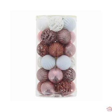 BOULES DE NOEL ARABESQUE X30PCS D4CM - NOEL EN ROSE