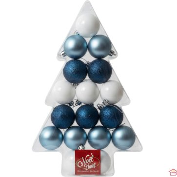 LOT DE 17 BOULES DE NOËL DÉCORATIVES DIAMÈTRE 5 CM THÈME NOËL EN LAPONIE