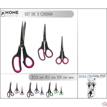 CISEAUX POIGNEE PLASTIQUE X3