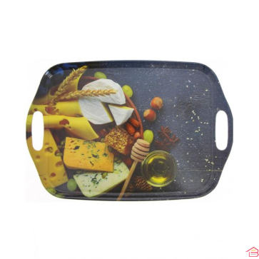 PLATEAU MÉLAMINE 48.5 X 33 CM MOTIF FROMAGE