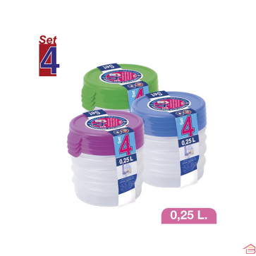 SET DE 4 BOÎTES RONDES 0.25 L OUVERTURE FACILE