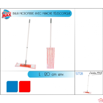 BALAI MICROFIBRE AVEC MANCHE TÉLESCOPIQUE