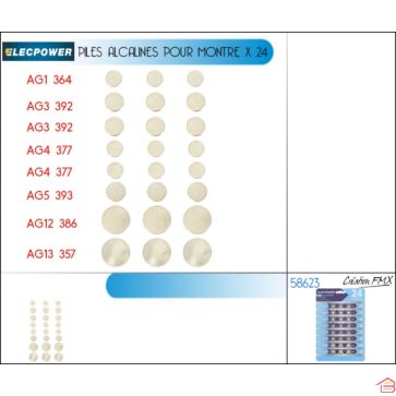 PILES ALCALINES POUR MONTRE X 24 PCS