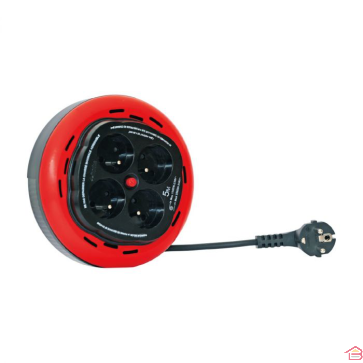 ENROULEUR DOMESTIQUE 4 PRISES 2P+T 5 M AVEC PROTECTION INGELEC