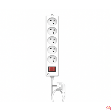 BLOC MULTIPRISES 5 PRISES 2P+T 3M BLANC INGELEC