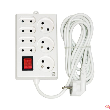 BLOC MULTIPRISES 7 PRISES 2P+T 1.5M BLANC INGELEC