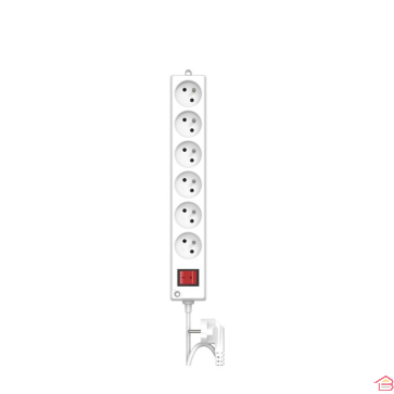 BLOC MULTIPRISES 6 PRISES 2P+T 1.5 M BLANC INGELEC