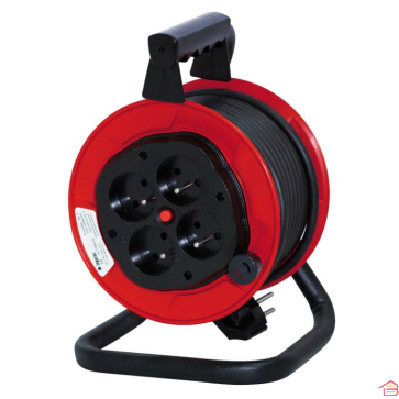 ENROULEUR A USAGE PROFESSIONNEL 4 PRISES 15M ROUGE INGELEC