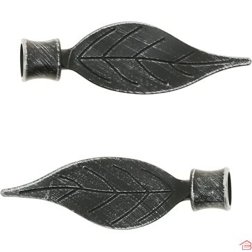 EMBOUT FEUILLE DIAM 20 MM X 2 NOIR ET ARGENT