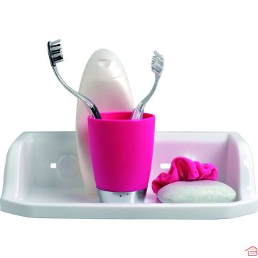 ÉTAGÈRE EN POLYPROPYLENE RECTANGULAIRE SUR VENTOUSES BLANC 30 X 7.5 CM