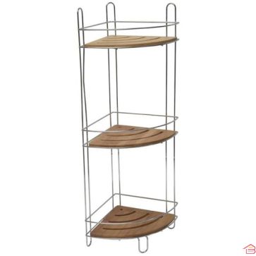ÉTAGÈRE D'ANGLE FIL METAL ET BAMBOU 3 NIVEAUX 27 X 61.5 CM