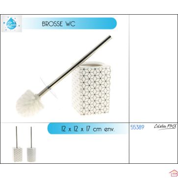 BROSSE WC CERAMIQUE MANCHE EN ACIER INOXYDABLE 12 X 12 X 17 CM