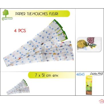 PAPIER TUE-MOUCHES FLEURI 4PCS