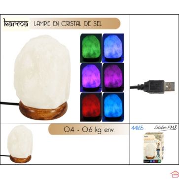 LAMPE EN CRISTAL DE SEL BLANC 11 CM