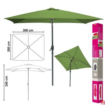 PARASOL INCLINABLE 2X3 M EN ALUMINIUM ET TOILE EN POLYESTER 200G VERT