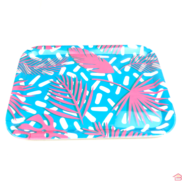 PLATEAU MÉLAMINE 34.5  X 25.5 CM MOTIF TROPICA