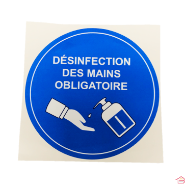 DESINFECTION DES MAINS OBLIGATOIRE 20 CM