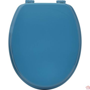 ABATTANT WC BLEU CANARD EN MDF 18 POUCES AVEC ATTACHES EN PLASTIQUE
