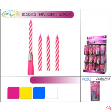 BOUGIES ANNIVERSAIRE SONORES 4 ASSORTIMENTS