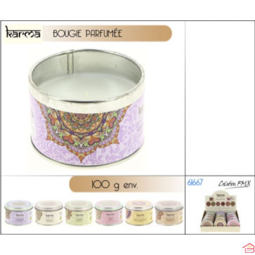 BOUGIE PARFUMÉE KARMA DANS POT EN MÉTAL AVEC COUVERCLE