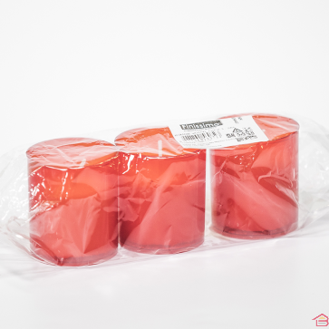 3 BOUGIES VOTIVE 24 HEURES POT TRANSPARENT FRUITS ROUGES