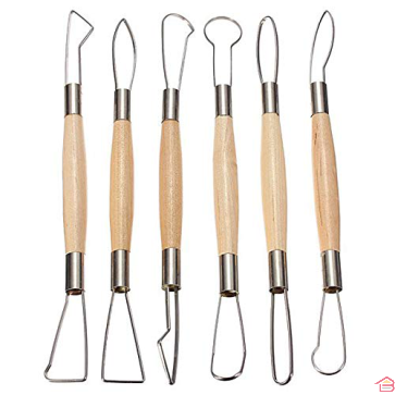 SET DE 6 PIECES OUTILS DE POTERIE EN BOIS