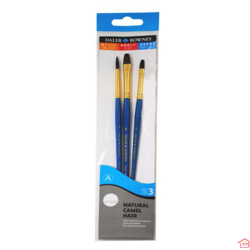 SET DE 3 BROSSES POIL CHAMEAU POUR PEINTURE AQUAR - DALER ROWNEY