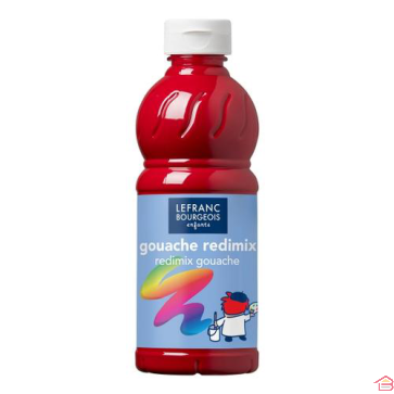 BOUTEILLE DE GOUACHE LIQUIDE REDIMIX 500ML ROUGE PRIMAIRE - LEFRANC BOURGEOIS