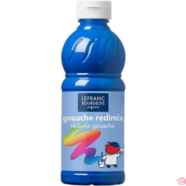 BOUTEILLE DE GOUACHE LIQUIDE REDIMIX 500ML BLEU PRIMAIRE - LEFRANC BOURGEOIS