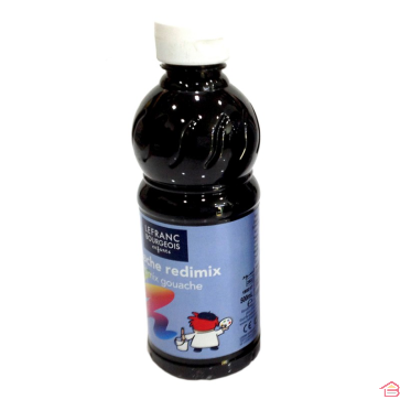 BOUTEILLE DE GOUACHE LIQUIDE REDIMIX 500ML NOIR - LEFRANC BOURGEOIS