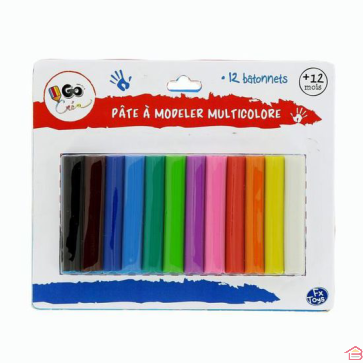PÂTE A MODELER MULTICOULEURS BÂTONNET X12 PIECES