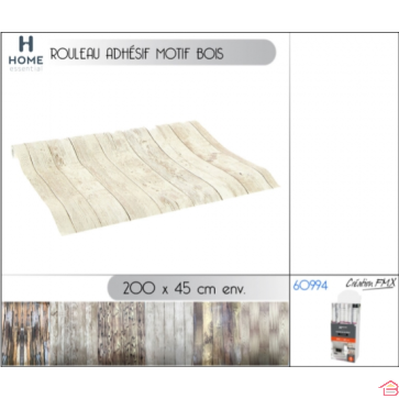 FILM AUTOCOLLANT MOTIF BANDES BOIS 2M X 45CM