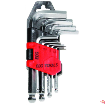 JEU 9 CLES MALES 6 PANS TETE SPHERIQUE LONGUE SUR RATELIERS 1.5 A 10MM - ELG TOOLS